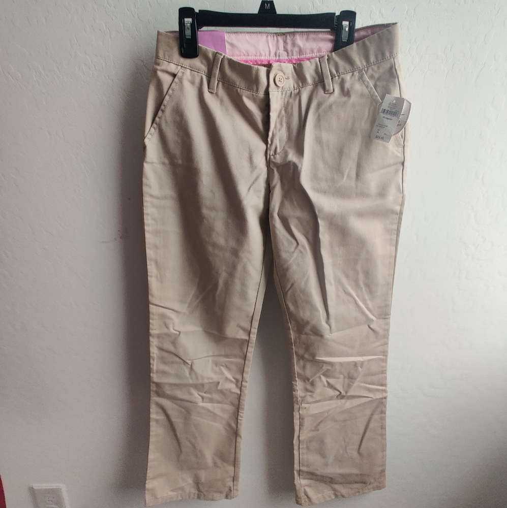 🆕 Gapkids classic mid-rise relaxed straight leg beige school uniform pan_14R